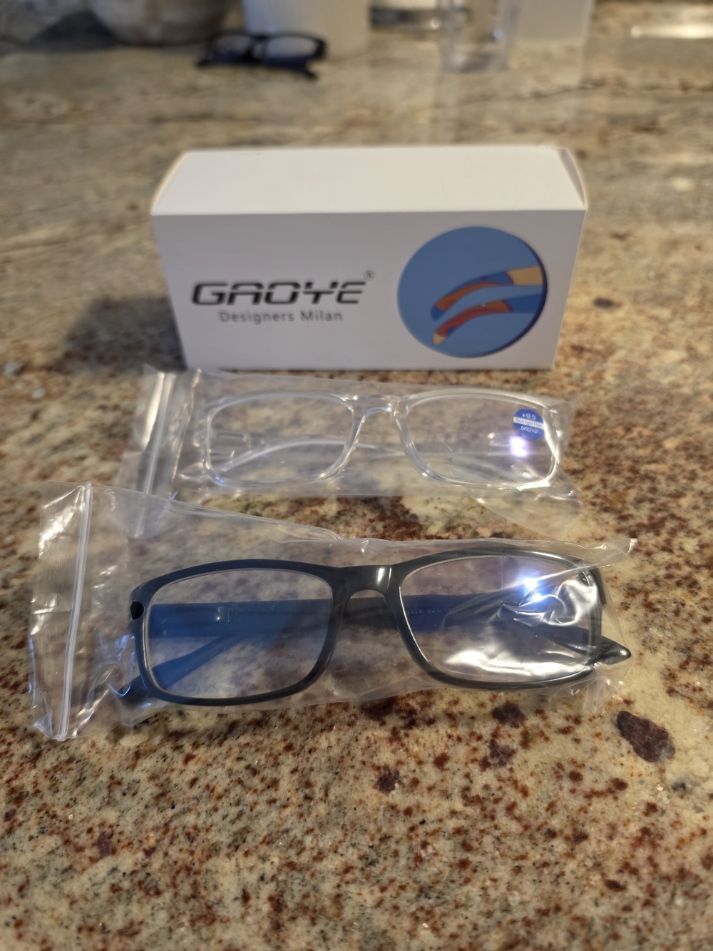 Blue Light Blocking Glasses - 2 Pairs Black & Clear Frames